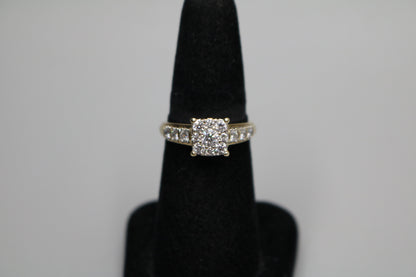 10K Yellow Gold Lab Grown Diamond Cluster Ring (0.85 CTW) (Size 7) Clearance