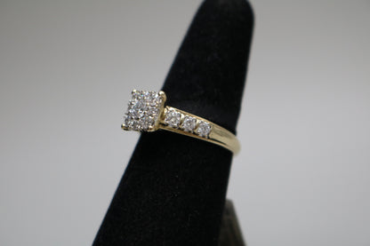 10K Yellow Gold Lab Grown Diamond Cluster Ring (0.85 CTW) (Size 7) Clearance