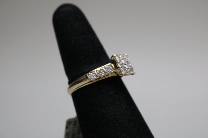 10K Yellow Gold Lab Grown Diamond Cluster Ring (0.85 CTW) (Size 7) Clearance