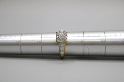 10K Yellow Gold Lab Grown Diamond Cluster Ring (0.85 CTW) (Size 7) Clearance