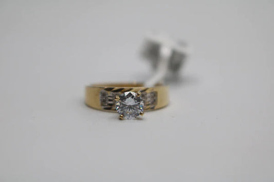 14K Yellow Gold Promise Ring with Clear Stones (Size 7)