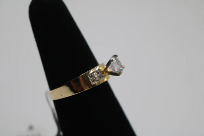 14K Yellow Gold Promise Ring with Clear Stones (Size 7)