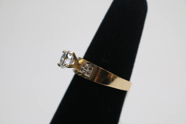14K Yellow Gold Promise Ring with Clear Stones (Size 7)