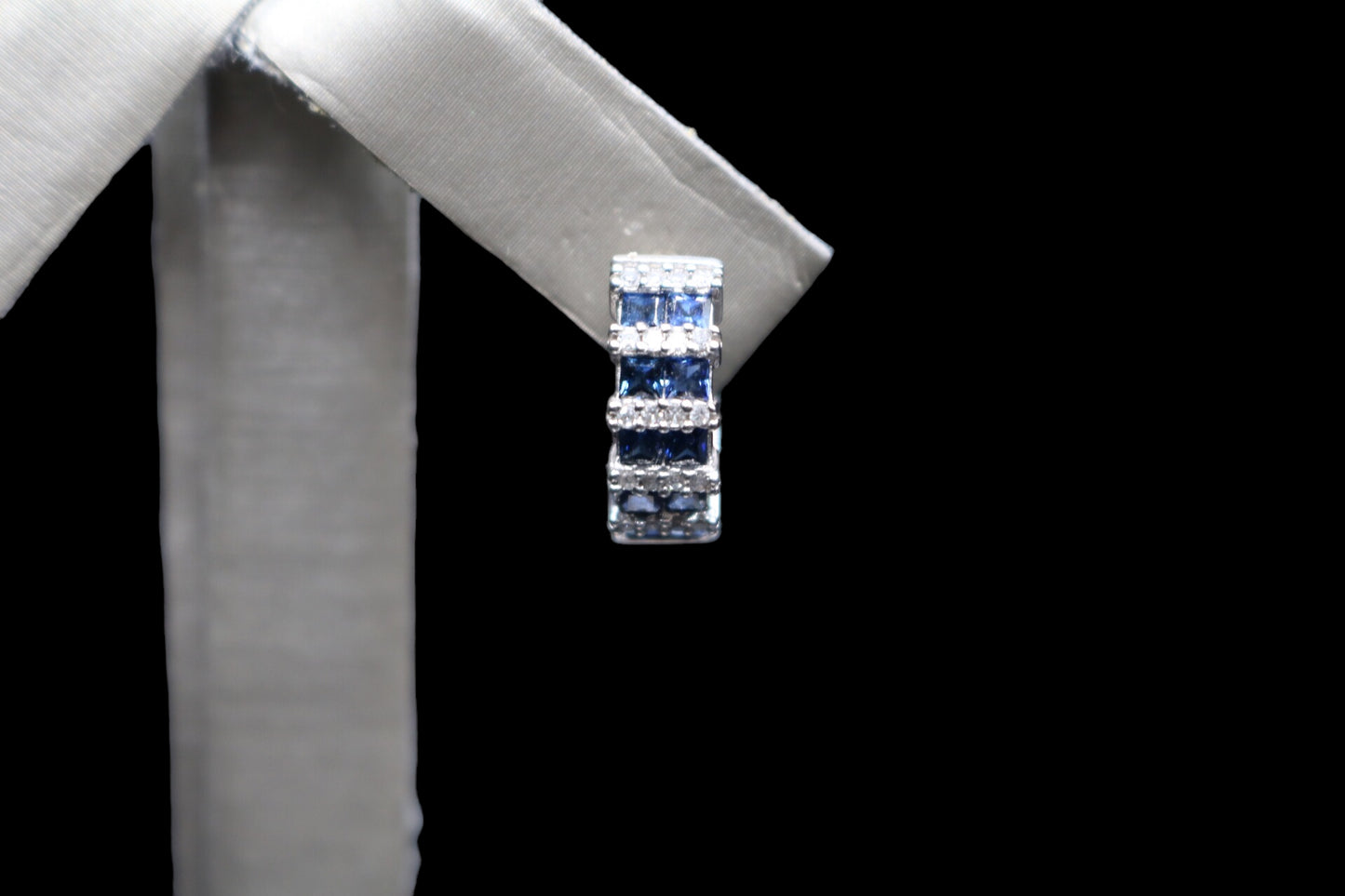 14K White Gold Diamond and Sapphire Earrings (Sapphire 0.40 CTW) (Diamond 0.40 CTW)(Local pick-up only)