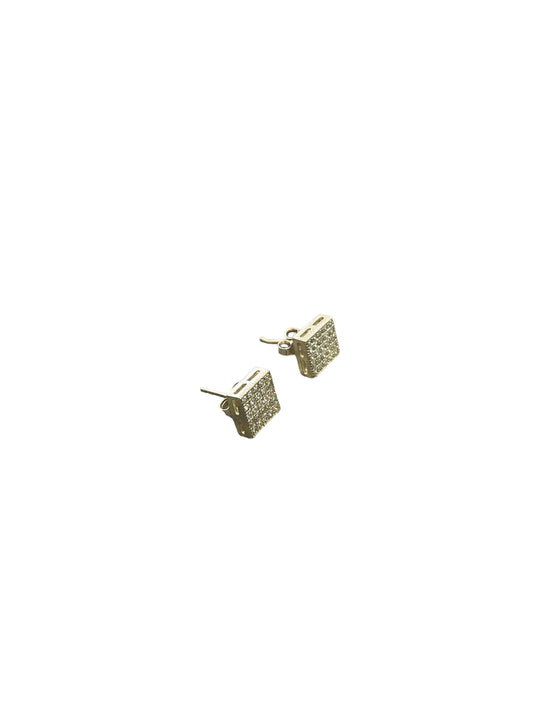10K Yellow Gold Square Shaped Cluster Earrings (1.7 Grams)