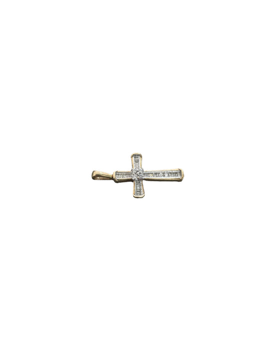 10K Yellow Gold Diamond Religious Cross Charm (1.6 Grams)