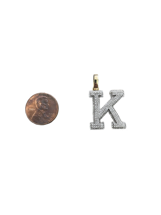 10K Yellow Gold Diamond Letter "K" Charm (4.7 Grams)