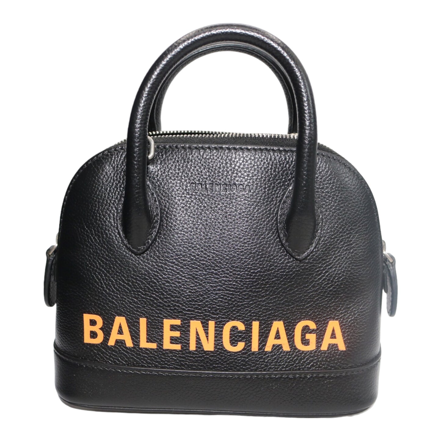 Balenciaga Black Ville Top Handle XXS Orange Logo Bag