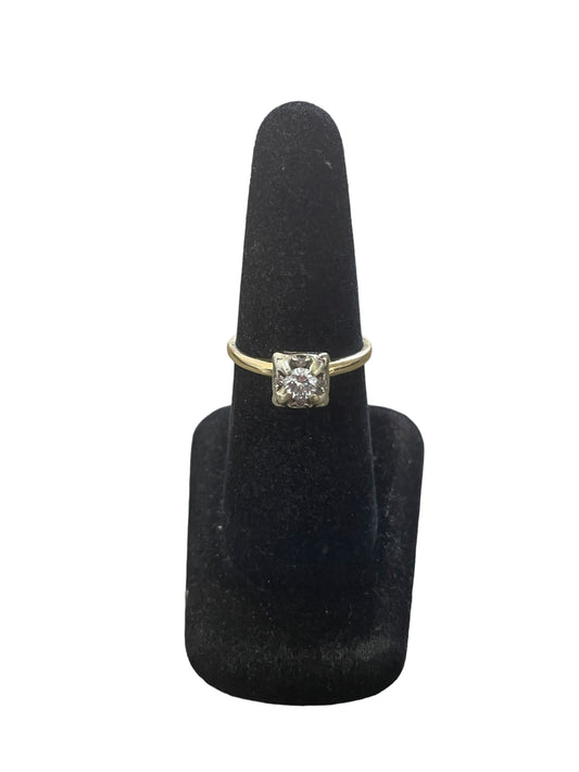 14K Yellow Gold Diamond Engagement Ring (Size 8)