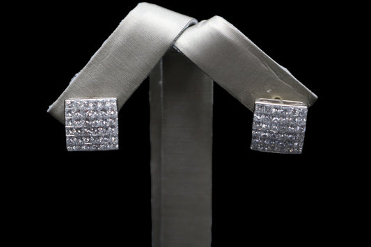 14K White Gold 2.80 CTW Invisible Set Princess Cut Diamond Earrings (local pick-up only)