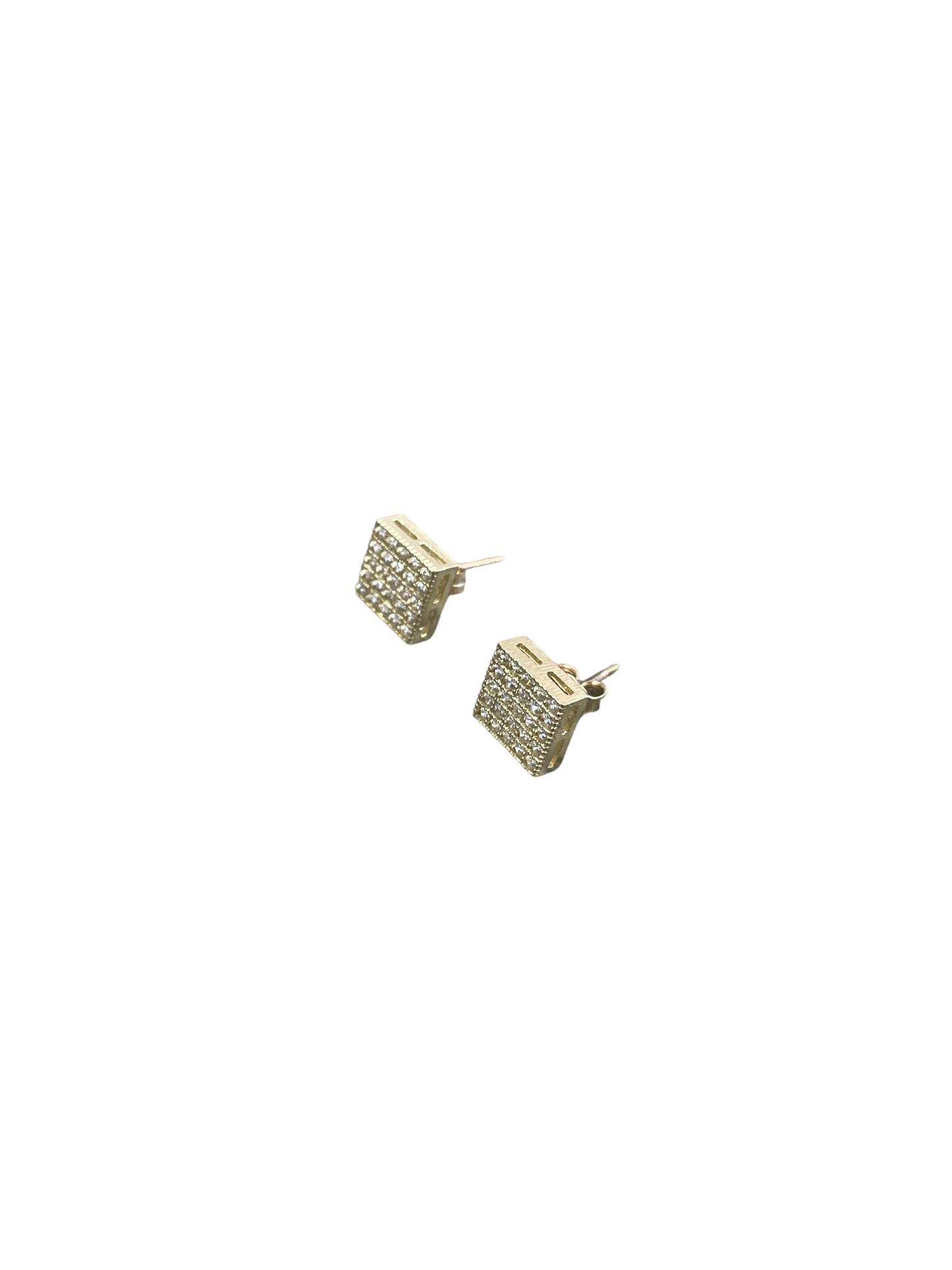 10K Yellow Gold Square Shaped Cluster Earrings (1.7 Grams)