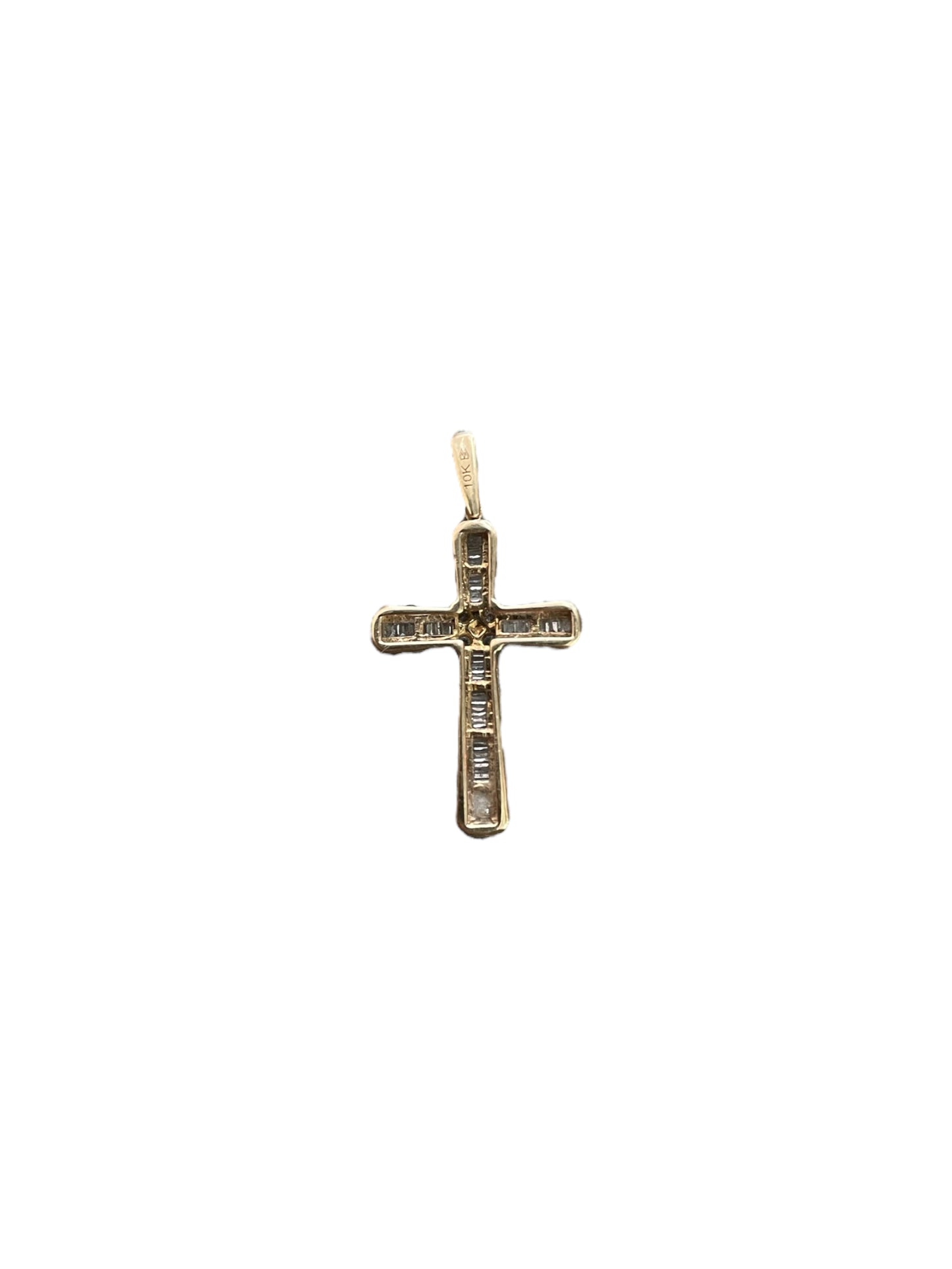 10K Yellow Gold Diamond Religious Cross Charm (1.6 Grams)