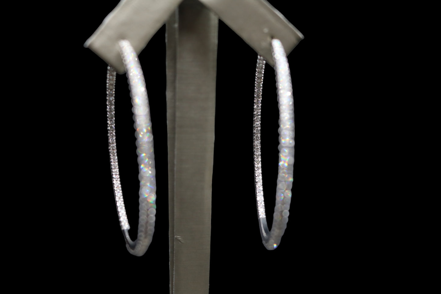 14K White Gold 3.16 CTW Diamond Inside Out Hoop Earrings (Local Pick-Up Only)