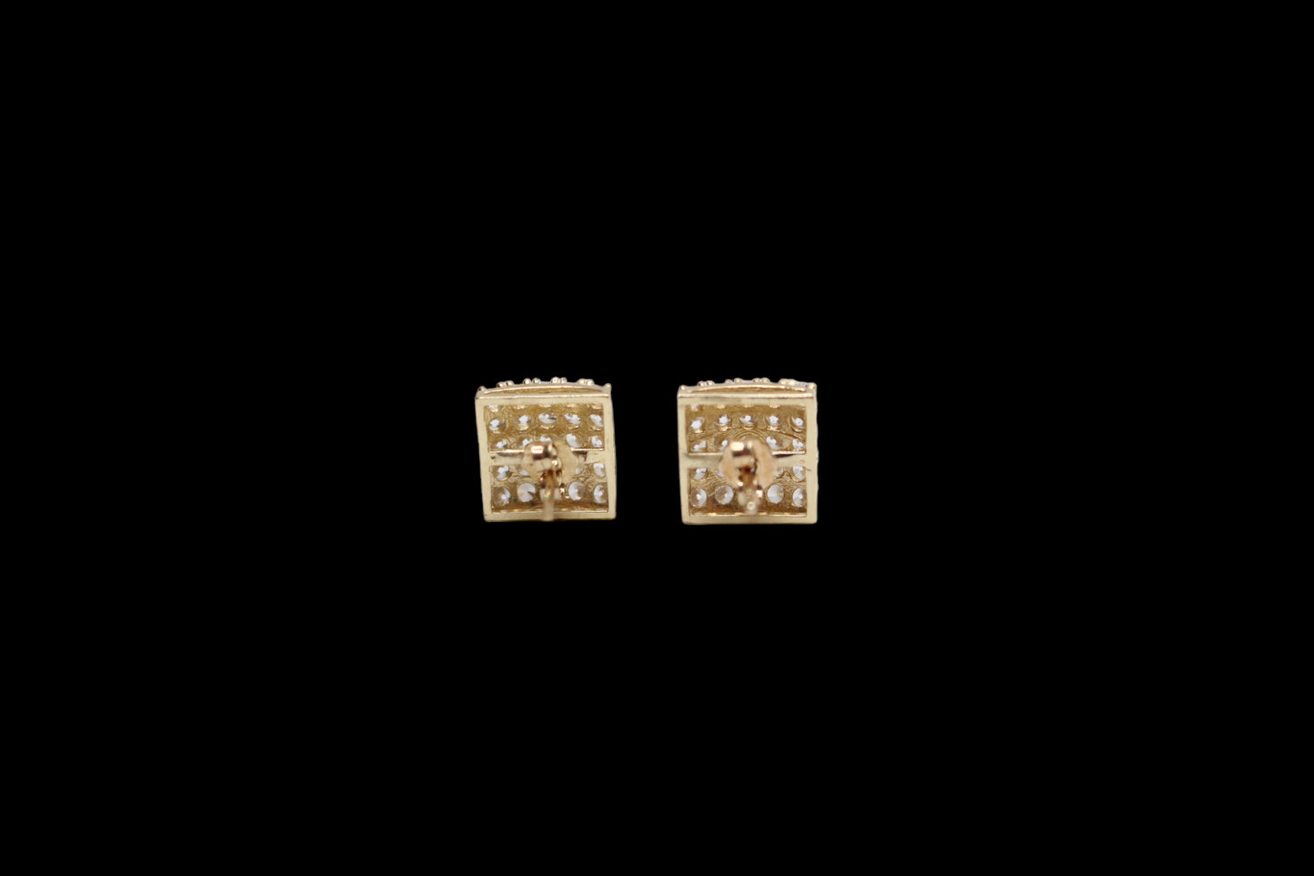 10K Yellow Gold CZ Cluster Earrings