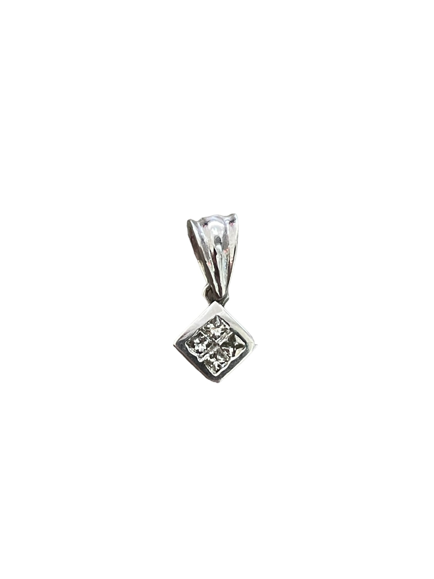 14K White Gold Diamond Shaped Diamond Charm (1.2 Grams)