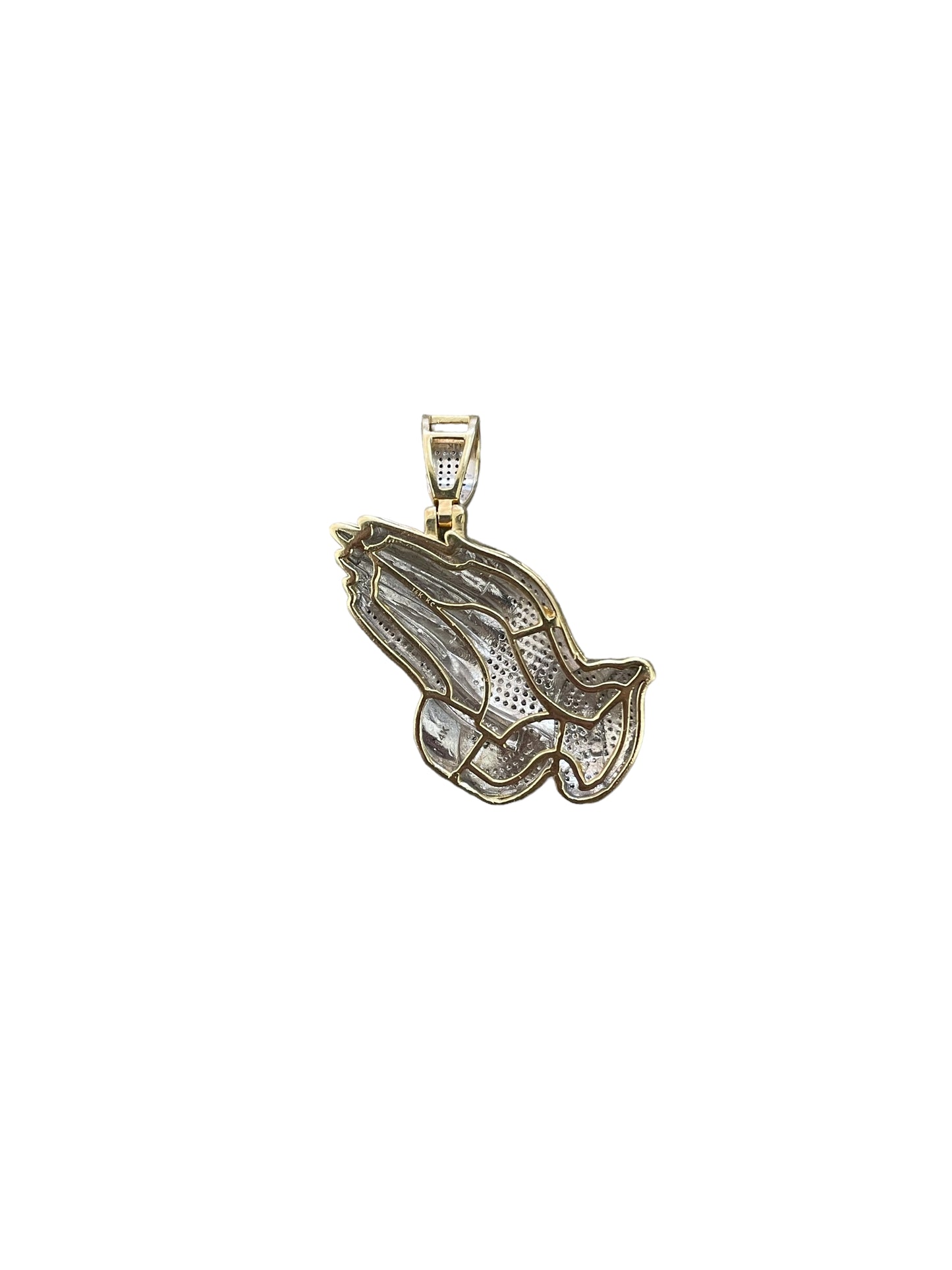 14K Two-Tone Gold Diamond Prayer Hands Charm (10.1 Grams) (Local Pick-Up Only)