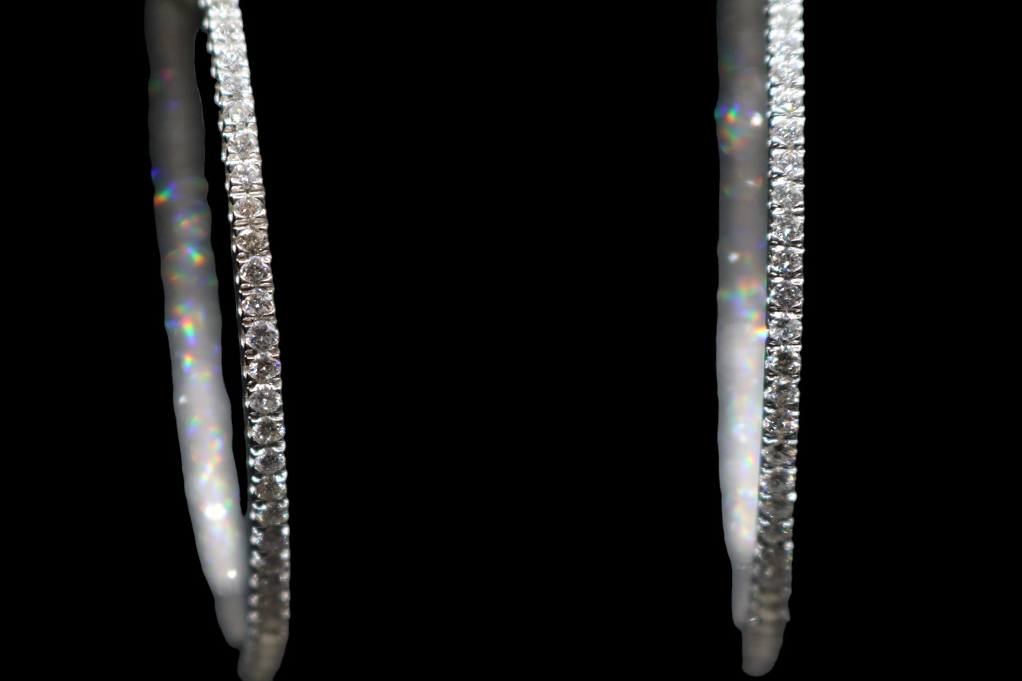 14K White Gold 3.16 CTW Diamond Inside Out Hoop Earrings (Local Pick-Up Only)