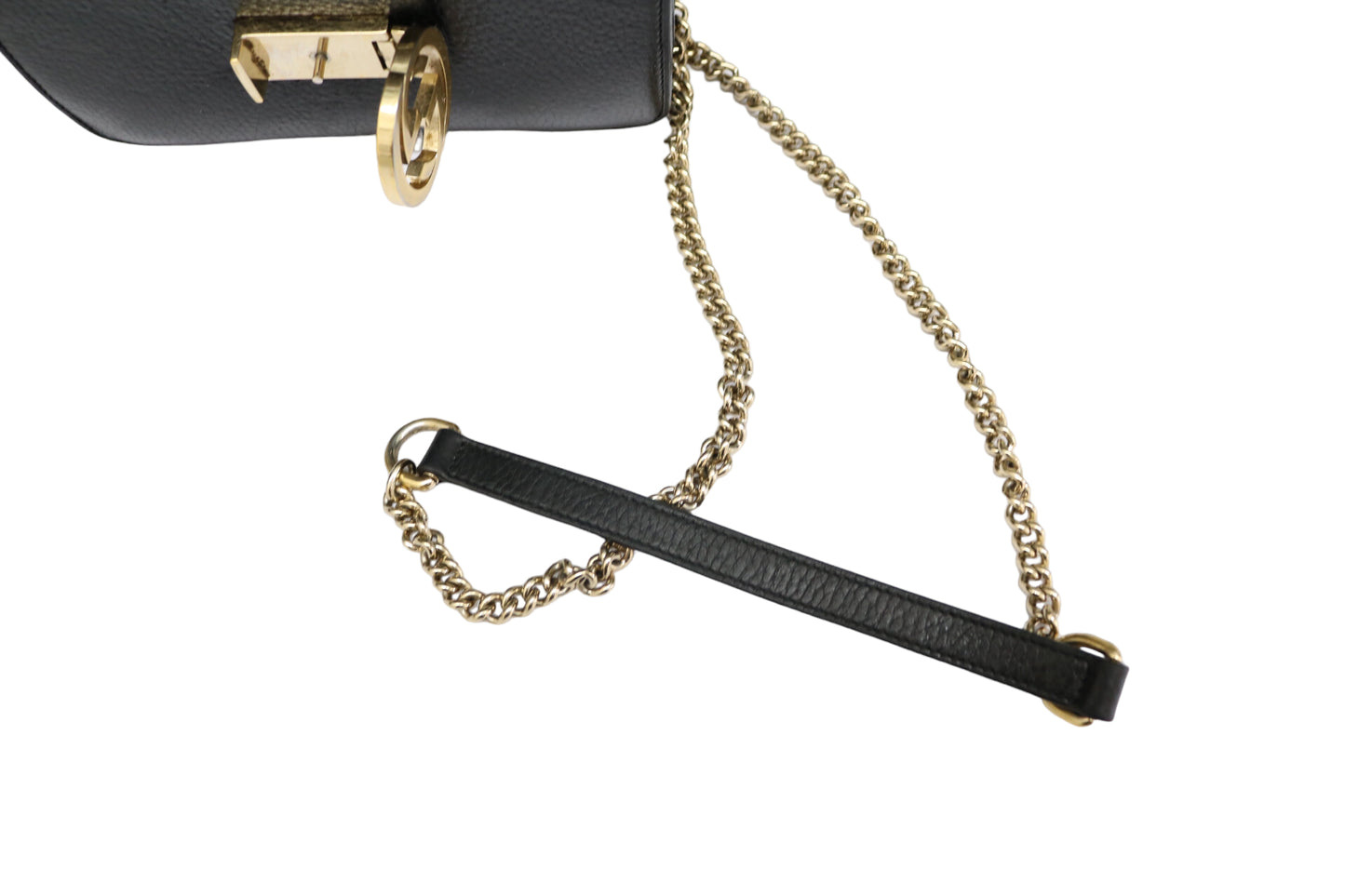 GUCCI Interlocking G Leather Chain Black Shoulder Bag