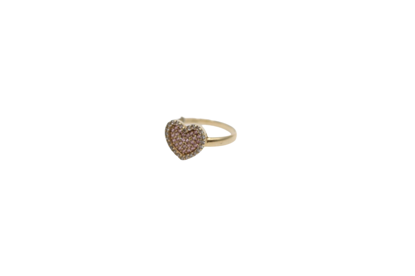 10K Yellow Gold Heart Ring w/Clear Stones (Size 7 1/4)