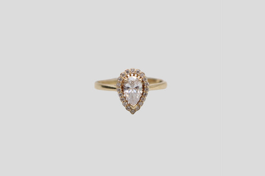 14K Yellow Gold Promise Ring with Clear Stones (Size 9)