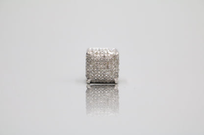 14K White Gold  Diamond Single Stud Cube Earring (2.1 Grams) (Clearance!!!)