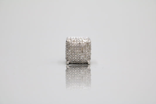 14K White Gold  Diamond Single Stud Cube Earring (2.1 Grams) (Clearance!!!)