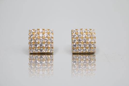 10K Yellow Gold CZ Cluster Earrings