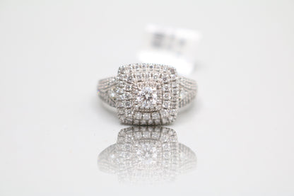 14K White Gold Engagement Halo Ring with Lab Grown Diamonds (0.95 ctw)