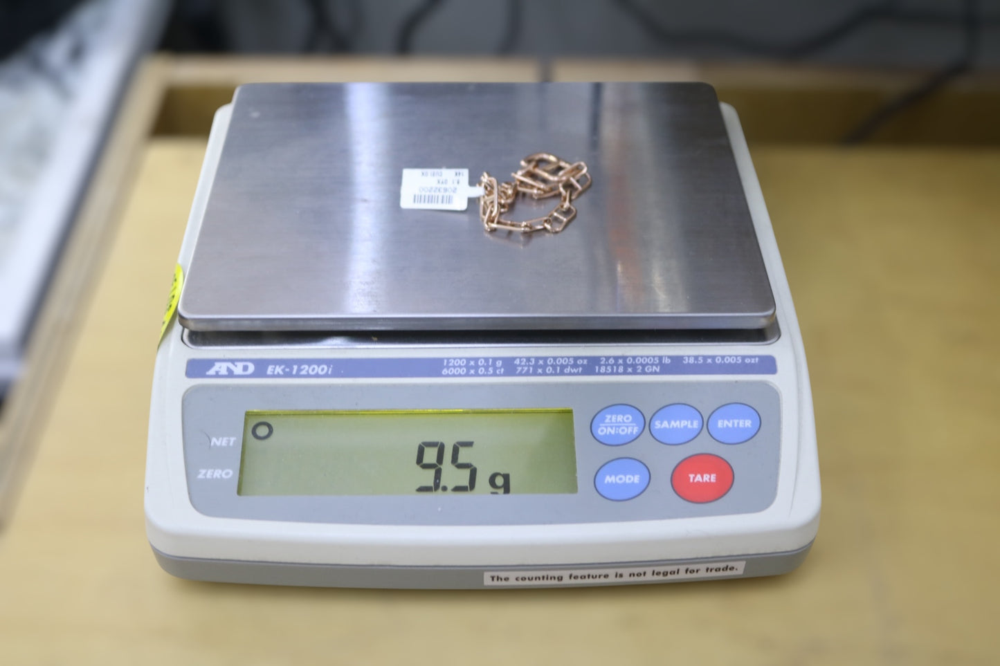 14K Rose Gold Paper Clip Link Bracelet with Diamonds (7 Inches)