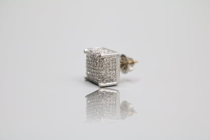 14K White Gold  Diamond Single Stud Cube Earring (2.1 Grams) (Clearance!!!)
