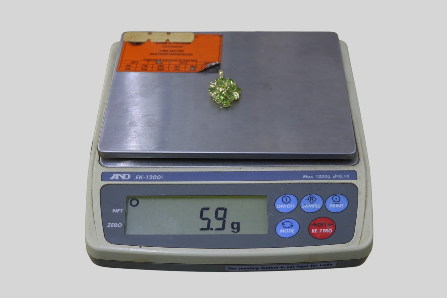 14K Yellow Gold Green Tourmaline Charm (0.015 CTW)