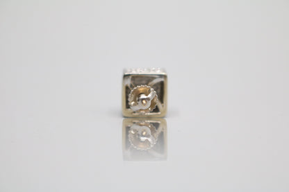 14K White Gold  Diamond Single Stud Cube Earring (2.1 Grams) (Clearance!!!)