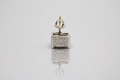 14K White Gold  Diamond Single Stud Cube Earring (2.1 Grams) (Clearance!!!)