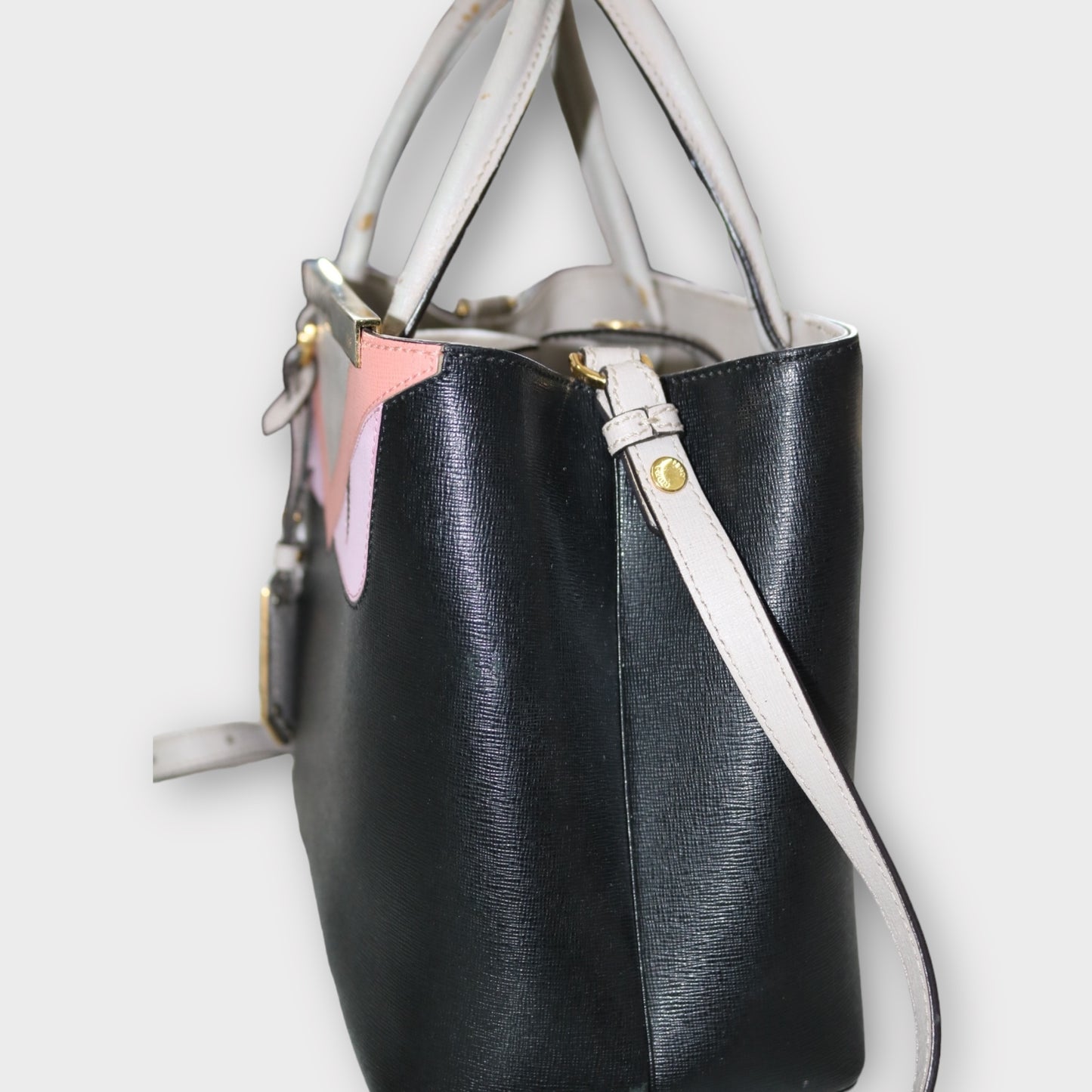 Secondhand Black and Cream Fendi Designer Handbag