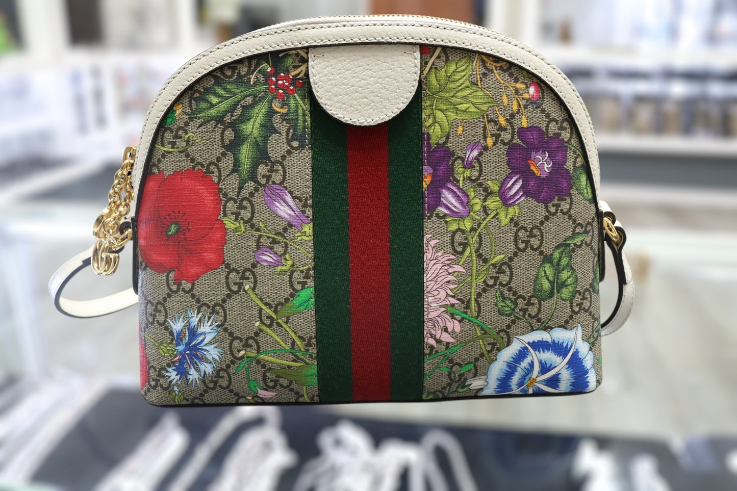 GUCCI Flora Ophidia Shoulder Bag Crossbody GG Supreme