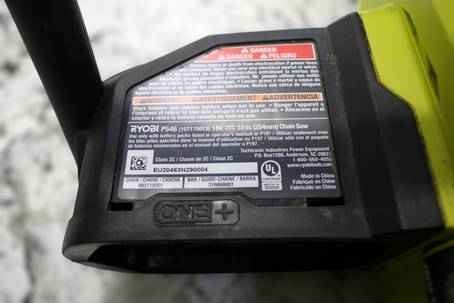 Ryobi P546 Chainsaw with Battery and Charger (Local Pick-Up Only)