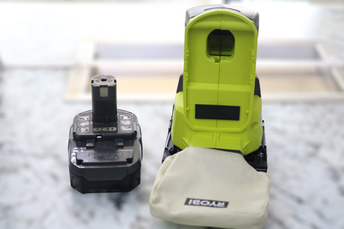 Ryobi P440 Sheet Palm Sander with Ryobi P190 One+ 18V Battery