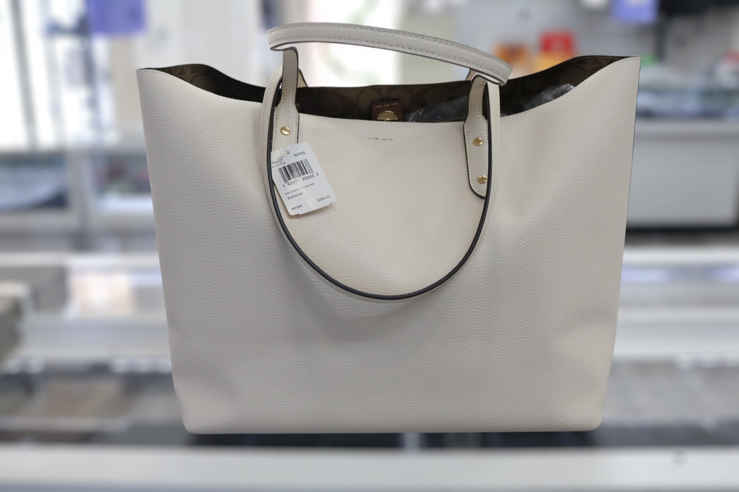 Coach Signature Interior Town Tote Chalk White Khaki Bag