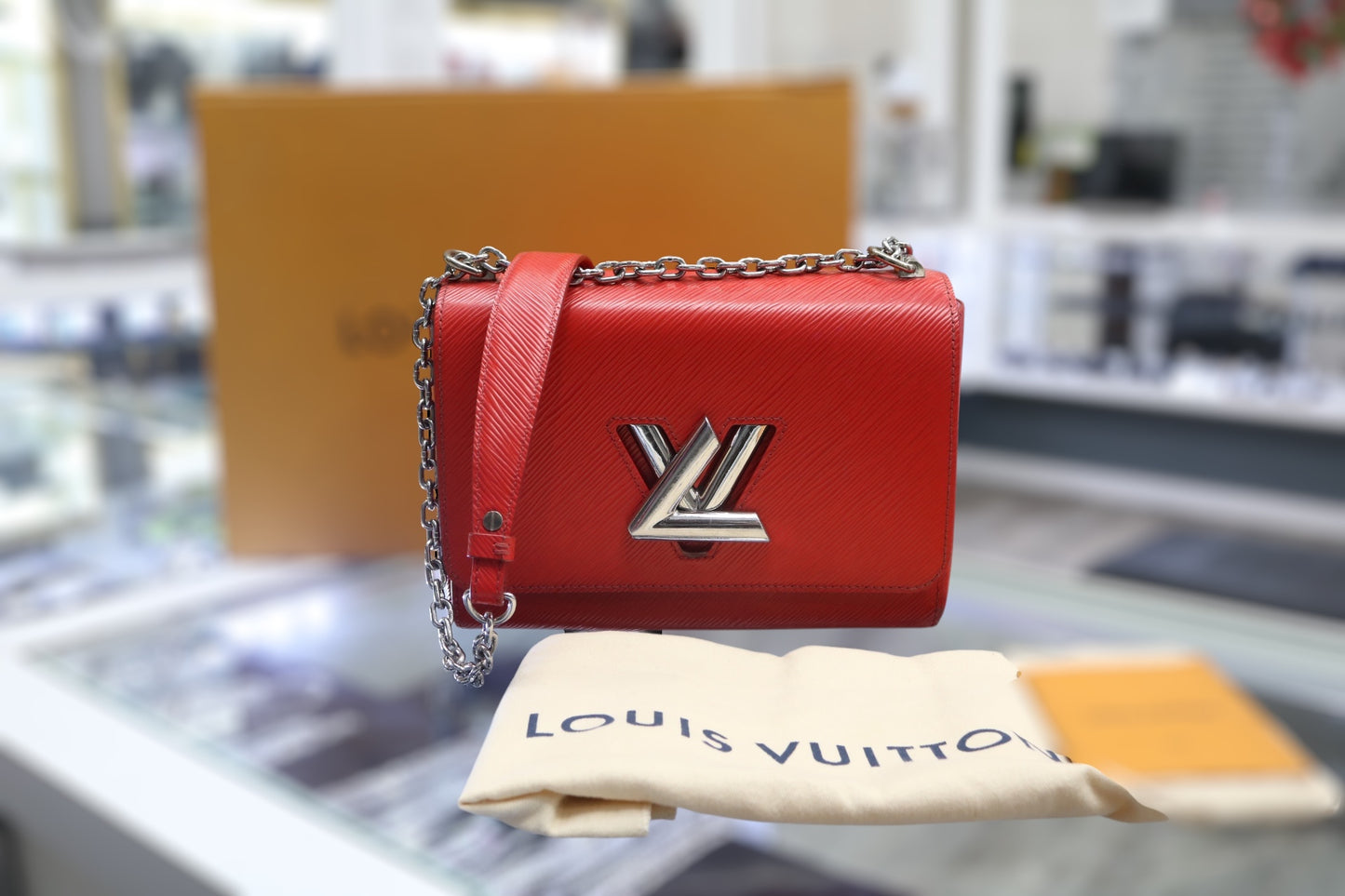 Louis-Vuitton Twist Handbag Red Epi Leather MM (Local Pick-Up Only)