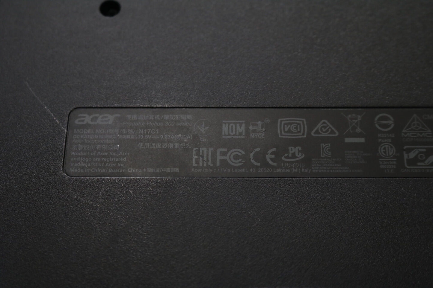 2017 Acer Predator Helios 300 Series Model N17C1 15 Inch Laptop Bad Battery (please read)