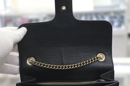 Authentic Gucci Interlocking G Leather Chain Black Shoulder Bag  (Please Read)