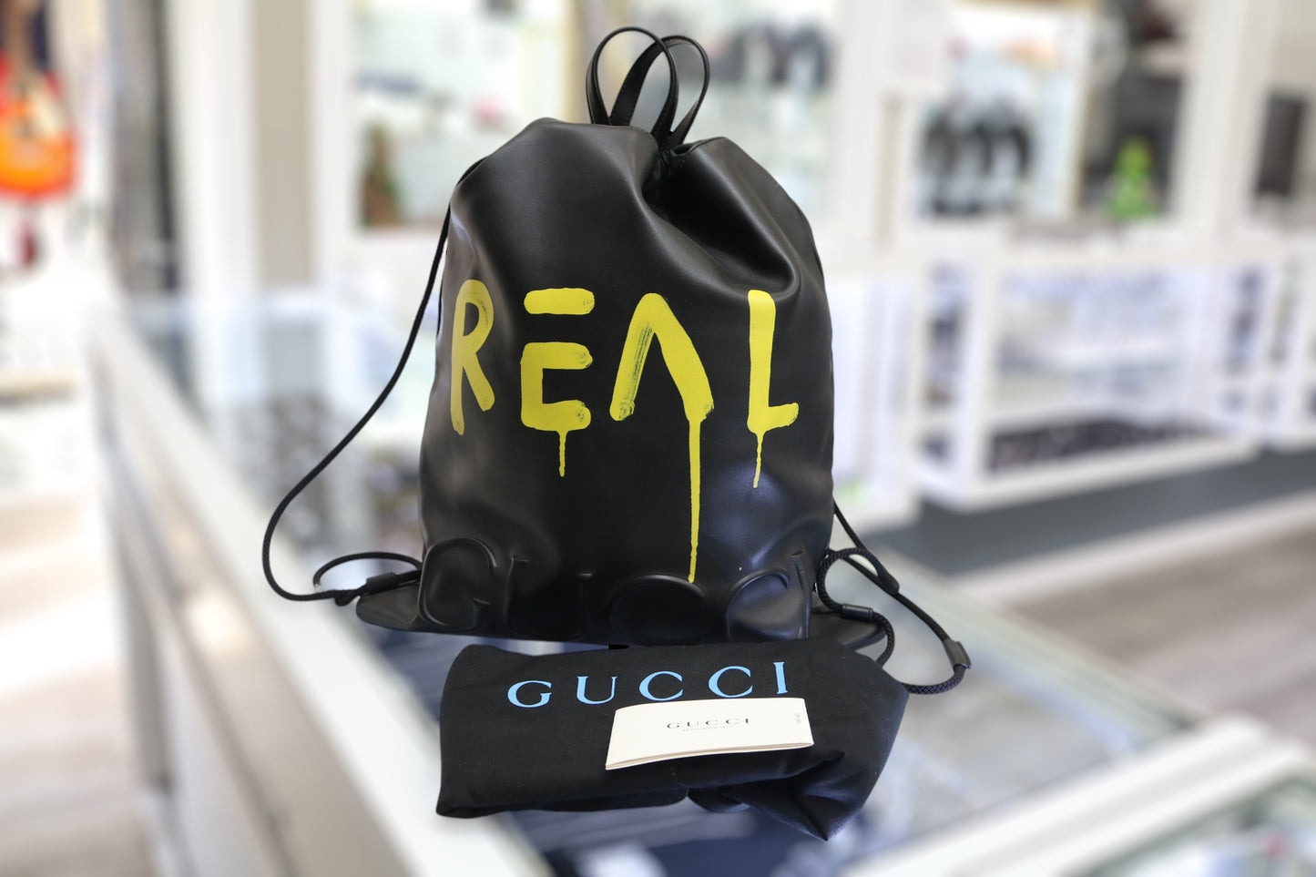 Gucci Ghost Drawstring Backpack Leather "Real" Design