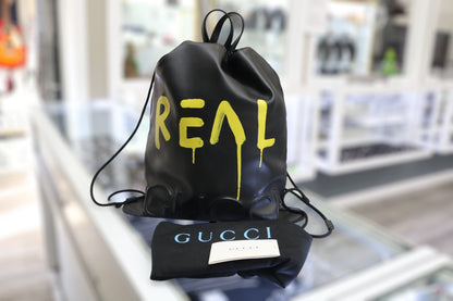 Gucci Ghost Drawstring Backpack Leather "Real" Design