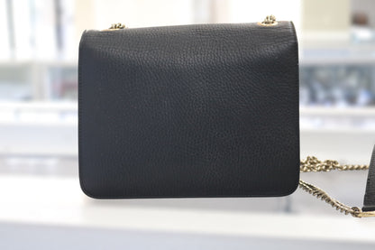 Authentic Gucci Interlocking G Leather Chain Black Shoulder Bag  (Please Read)