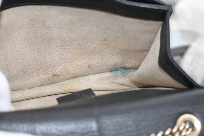 Authentic Gucci Interlocking G Leather Chain Black Shoulder Bag  (Please Read)