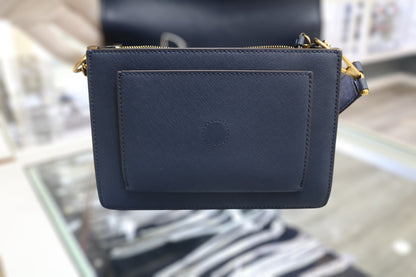 Tory Burch Robinson Colorblock Double Strap Blue Bag 3.25" (L) x 8.25" (W) x 6.75" (H)