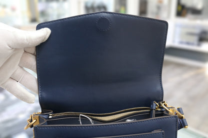 Tory Burch Robinson Colorblock Double Strap Blue Bag 3.25" (L) x 8.25" (W) x 6.75" (H)