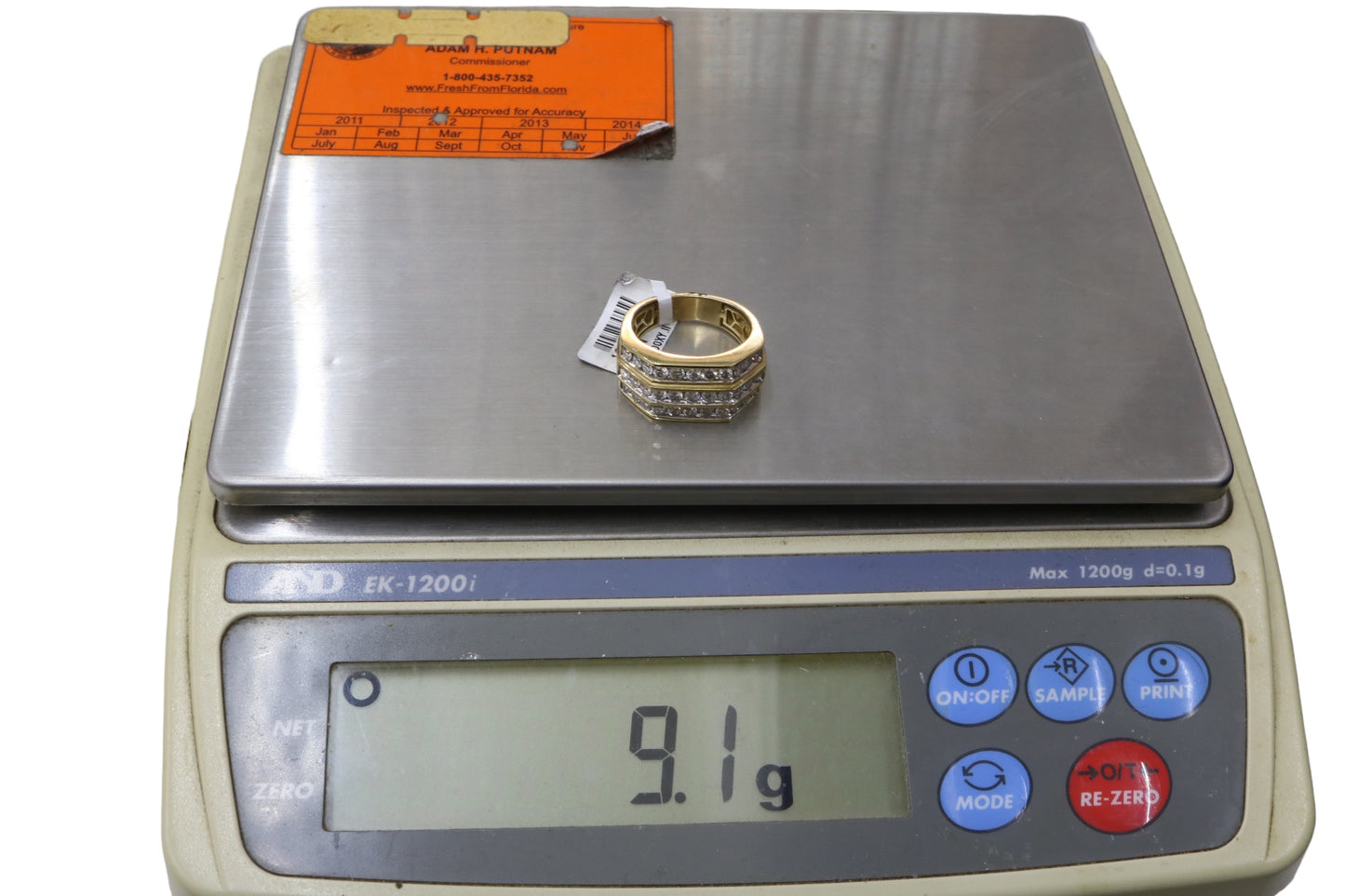 14K Yellow Gold 3 Layer Channel Diamond Ring (Size 10)
