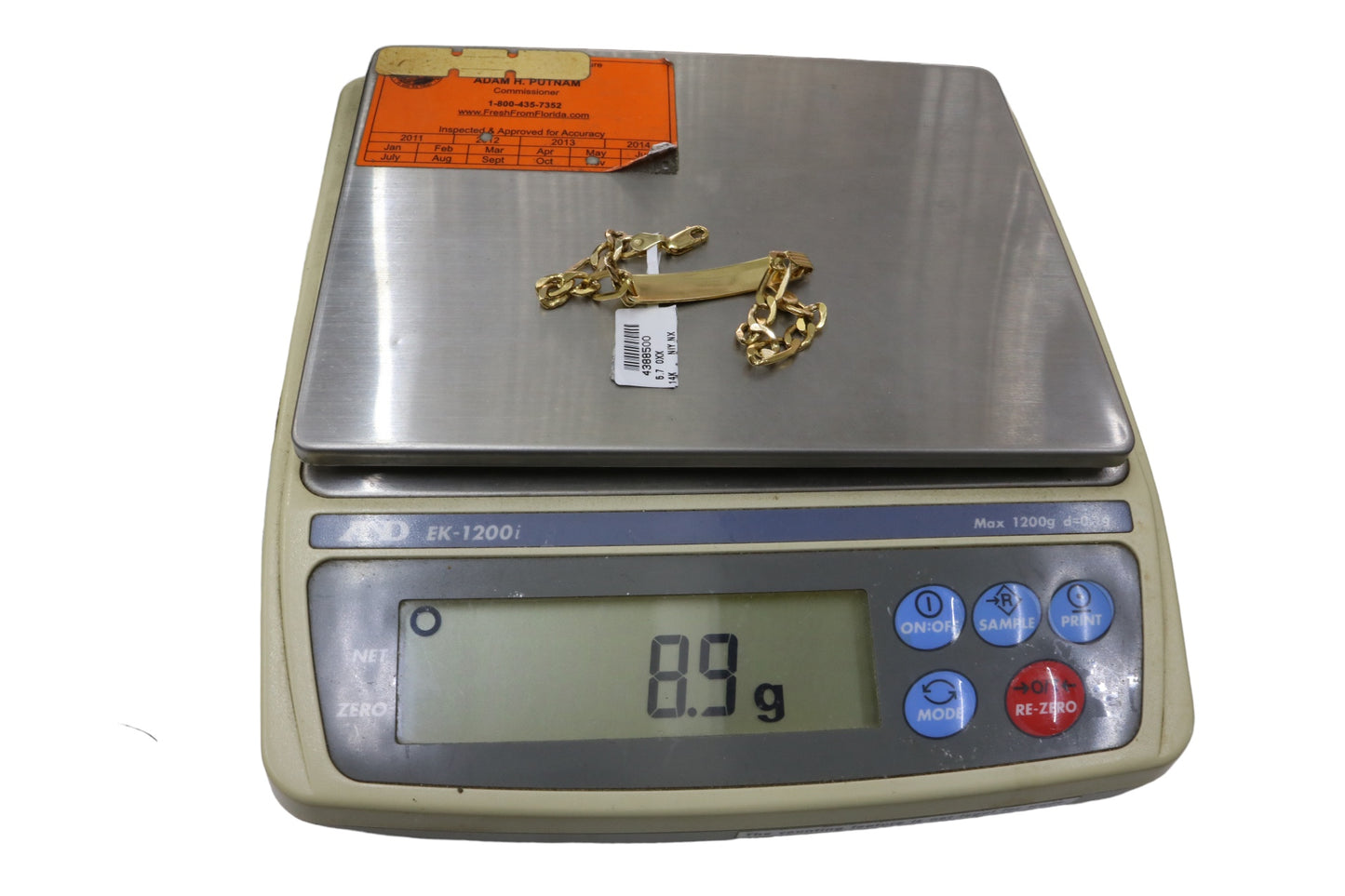 14K Yellow Gold ID Figaro Bracelet (Length 7 1/2")