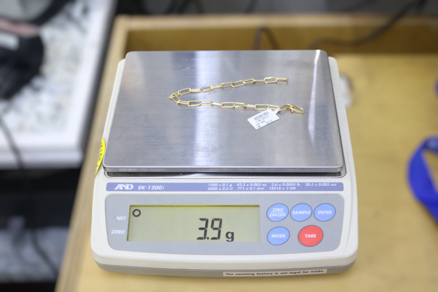 18K Yellow Gold Paper Clip Bracelet (8 Inches)